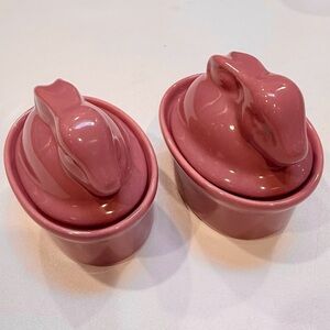 Pink Ceramic Bunny-Shaped Bakeware Set